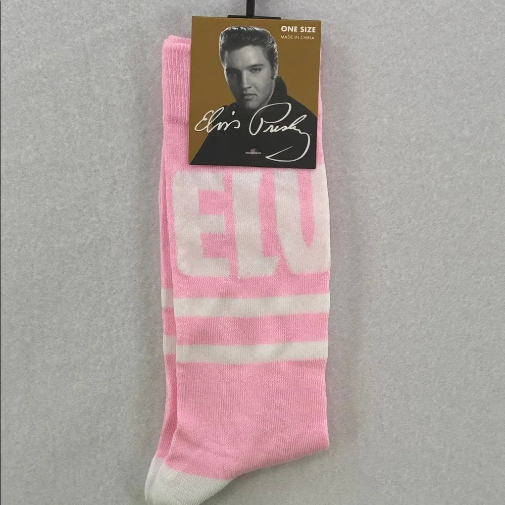 Elvis Presley Pink and White Socks NEW size 7-12